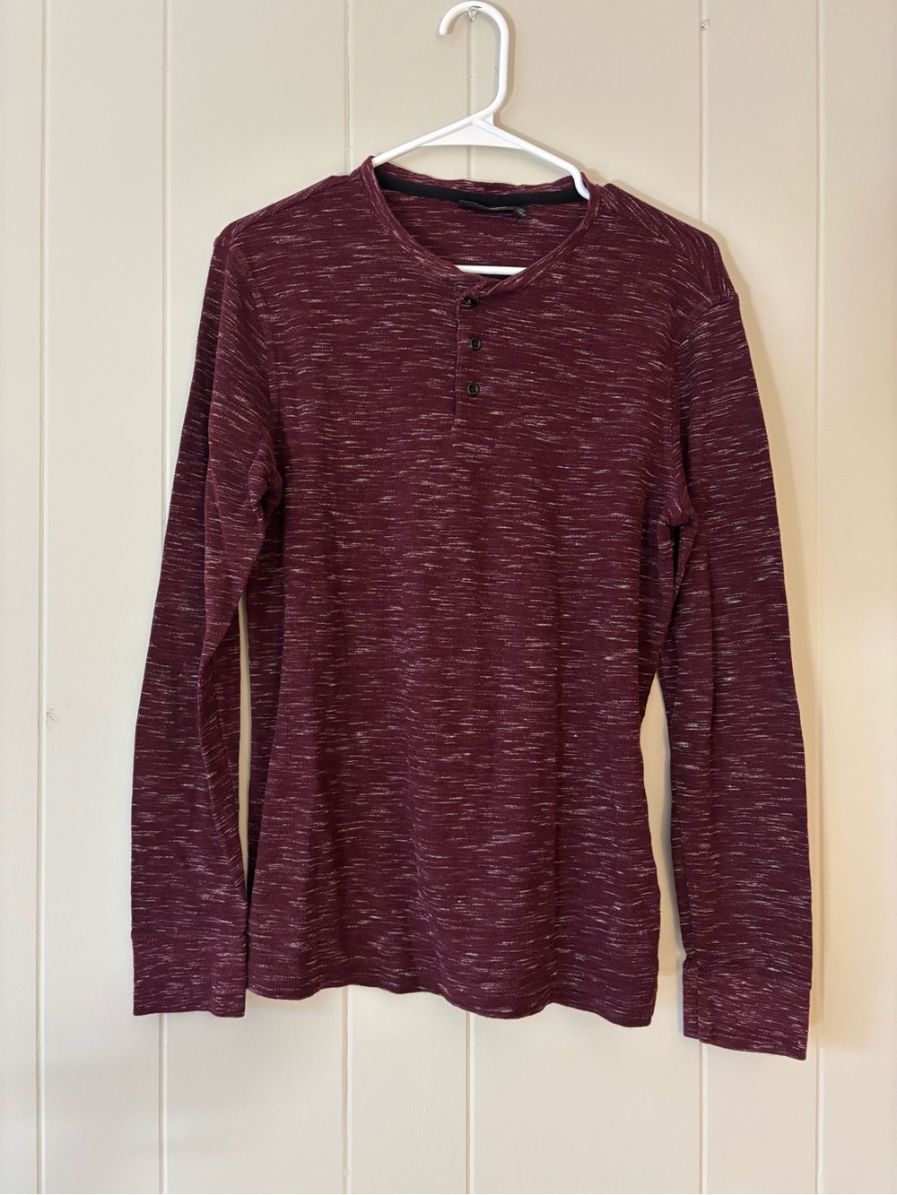 Marc Anthony Men's Long Sleeve Heathered Wine Henley
